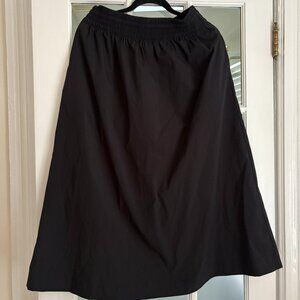 Athleta Midday Mid Rise Midi Poplin Skirt Medium Black